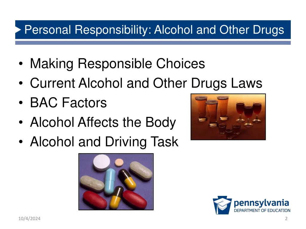 personal responsibility alcohol and other drugs