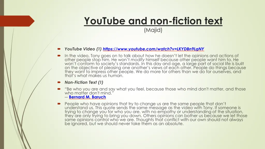 youtube and non fiction text majid