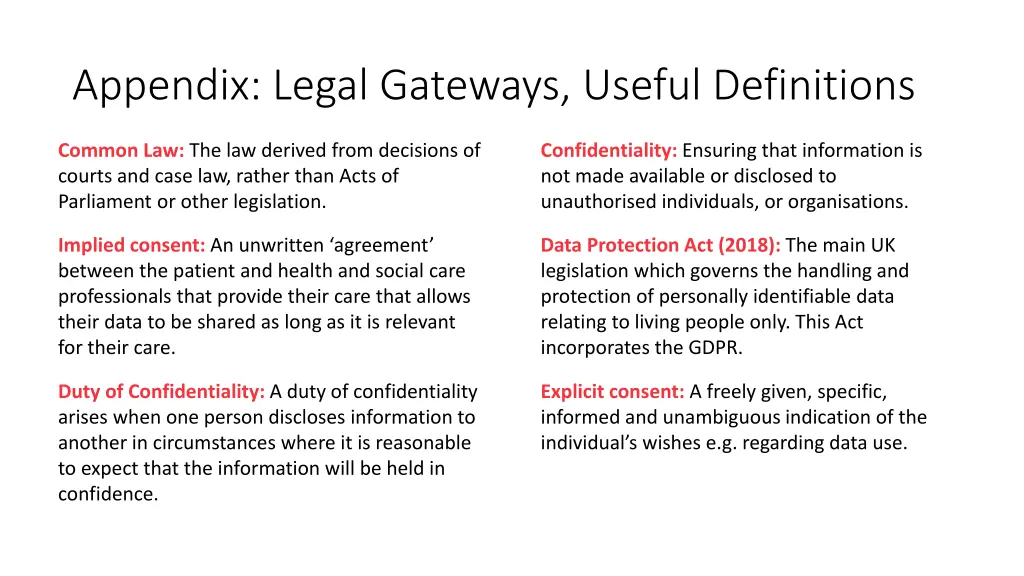 appendix legal gateways useful definitions