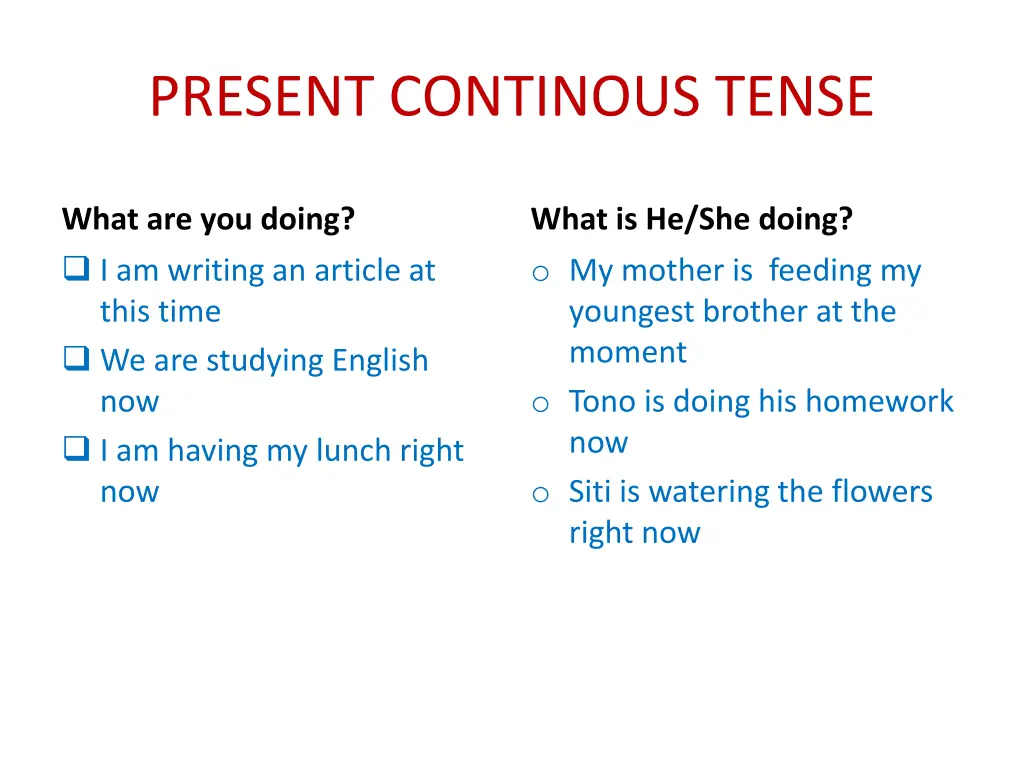 present continous tense 1