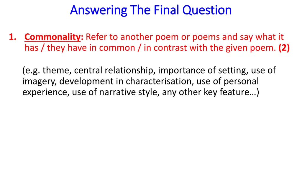 answering the final question answering the final