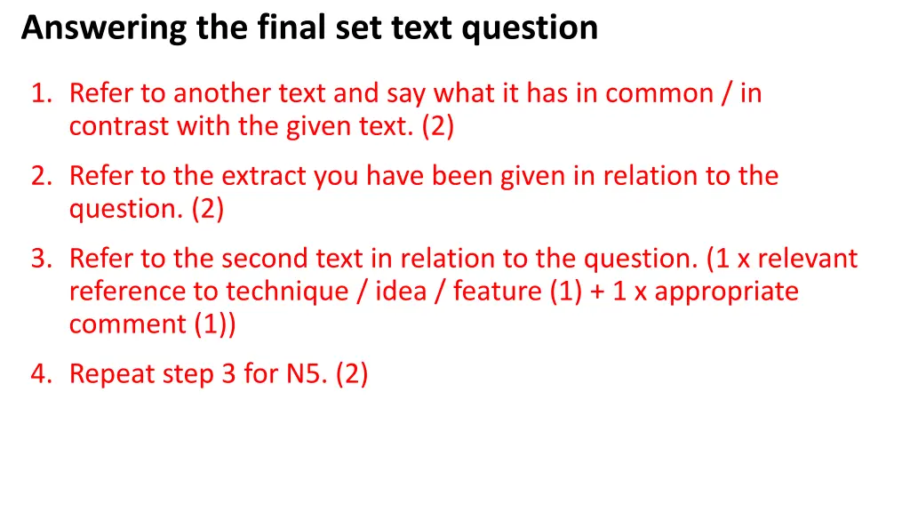 answering the final set text question