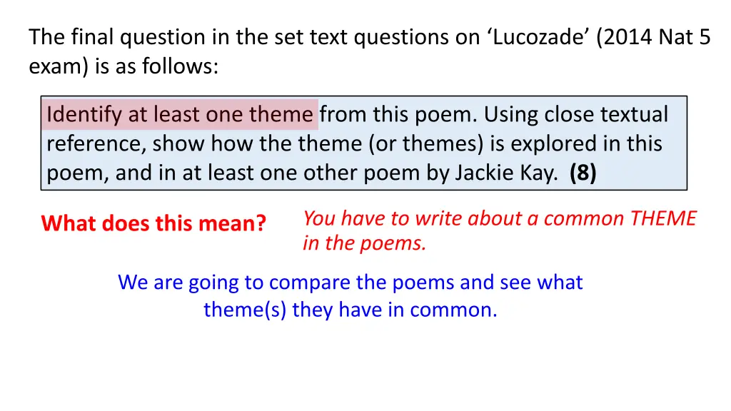 the final question in the set text questions 1