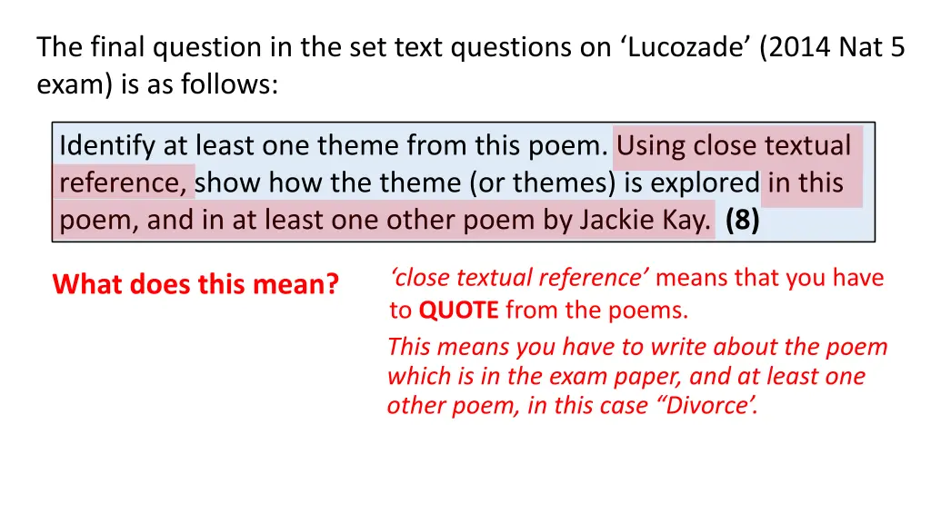 the final question in the set text questions