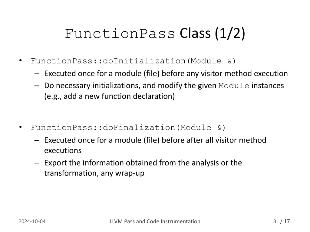 functionpass class 1 2