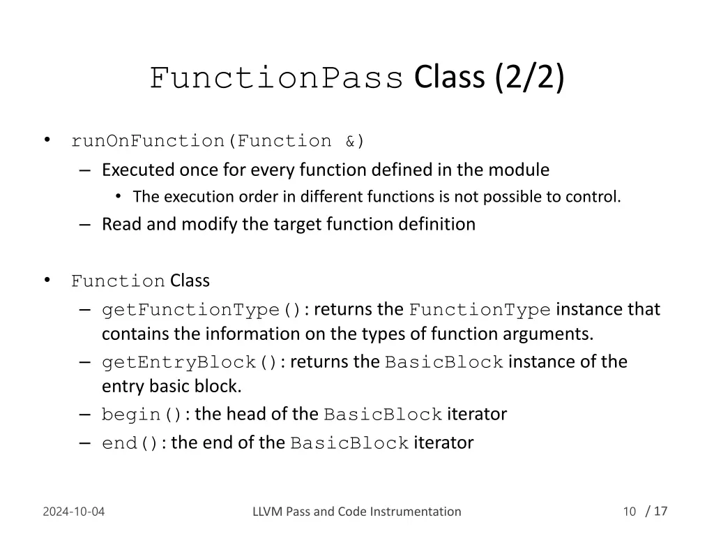 functionpass class 2 2