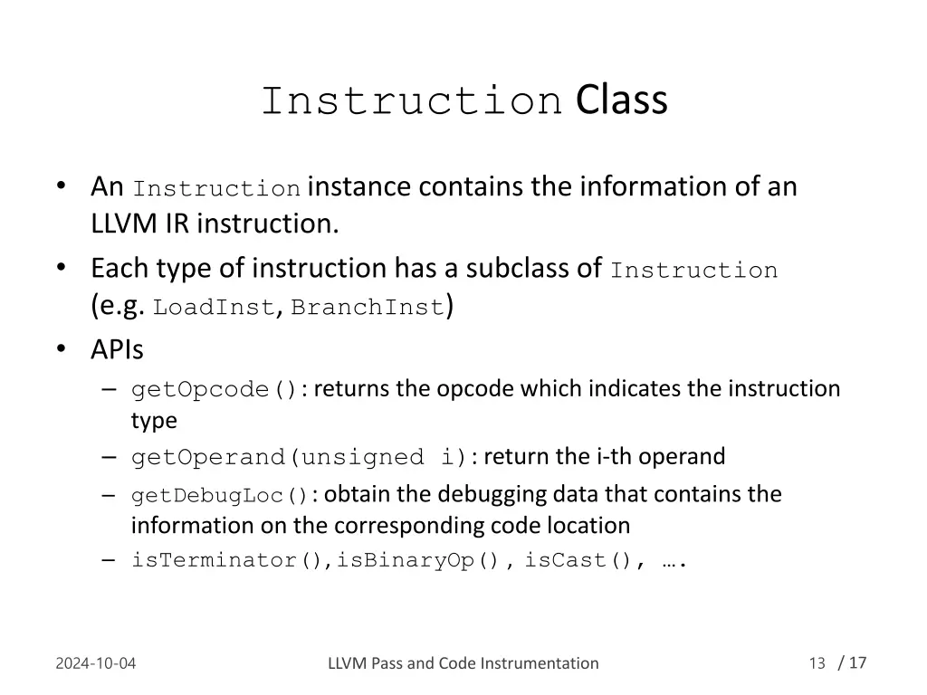 instruction class