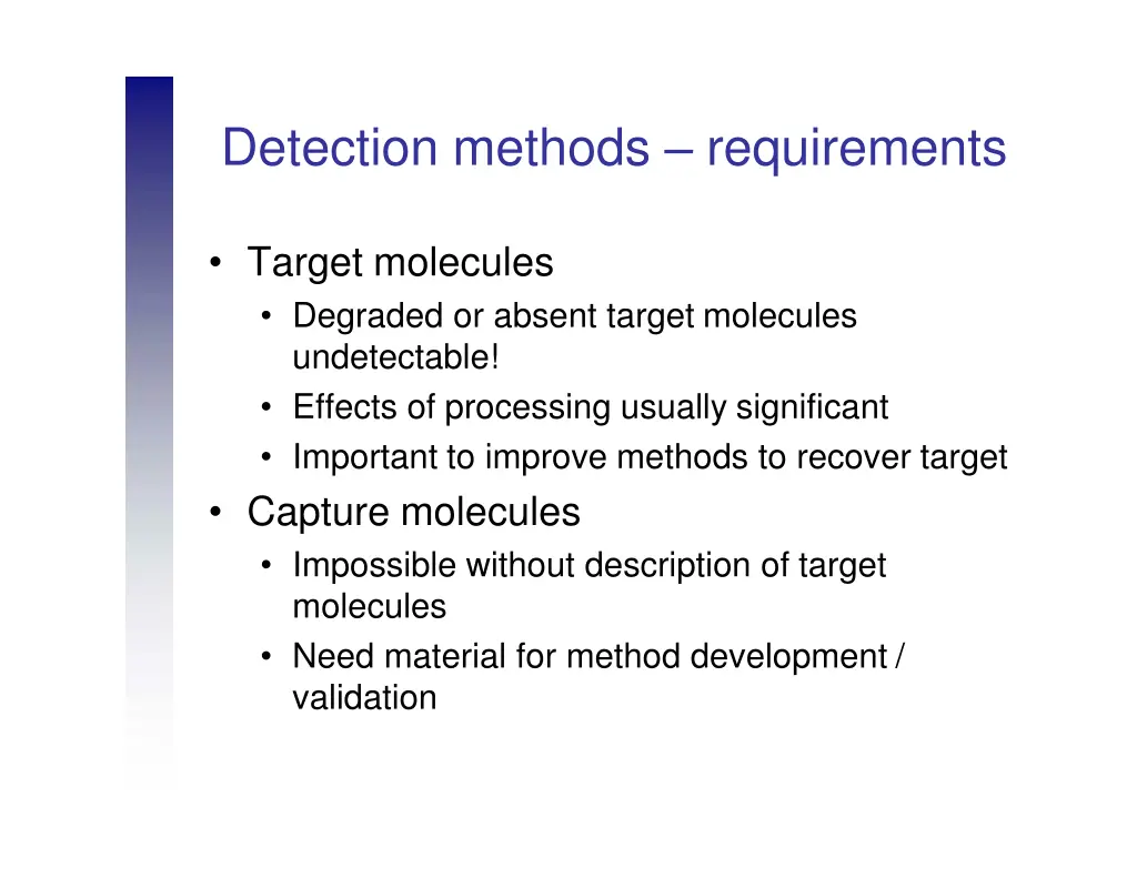 detection methods requirements 1