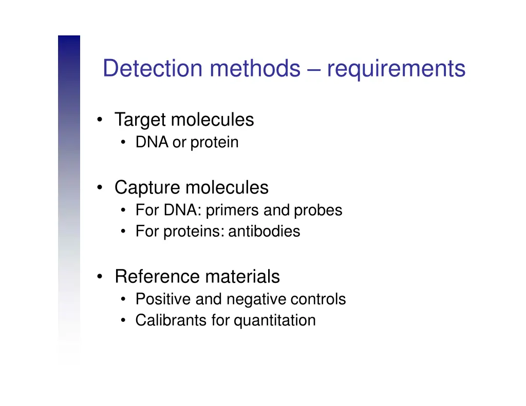 detection methods requirements