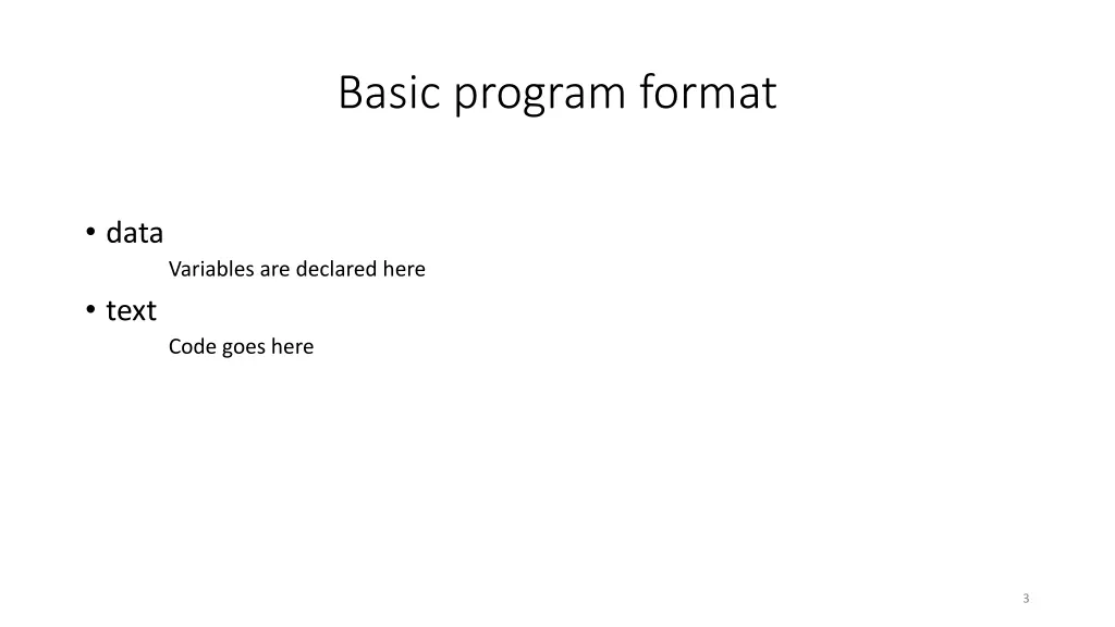 basic program format