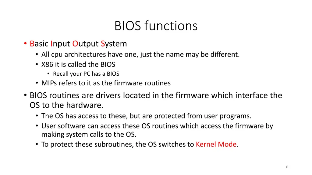 bios functions