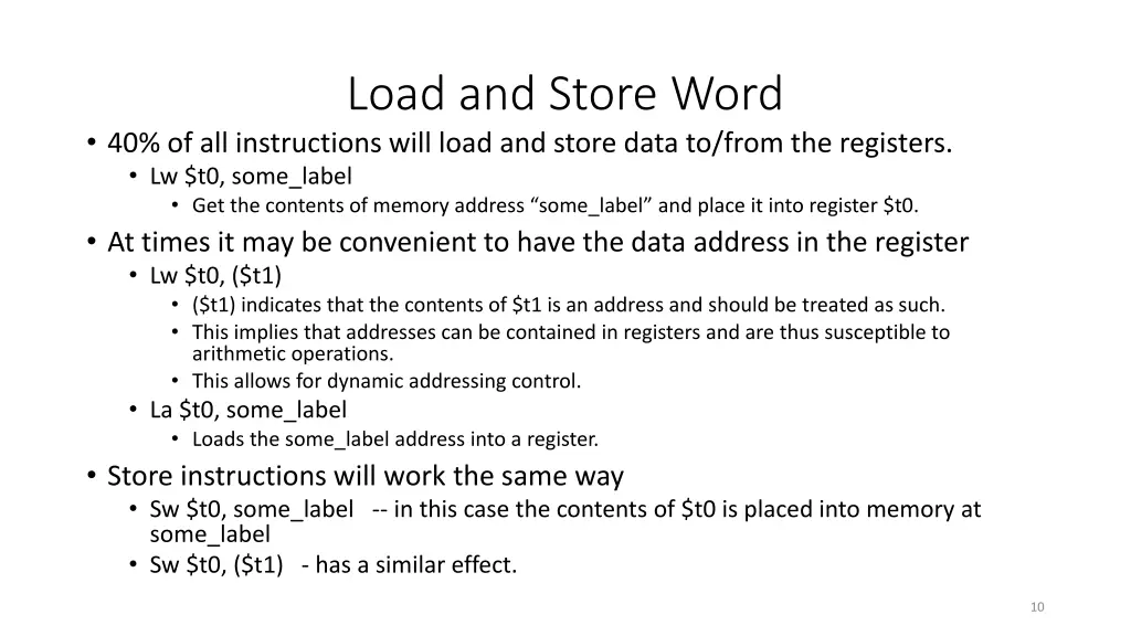 load and store word