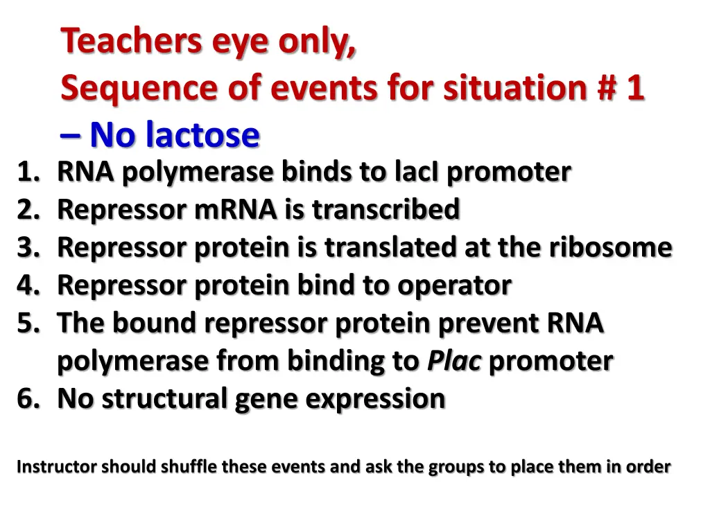 teachers eye only sequence of events