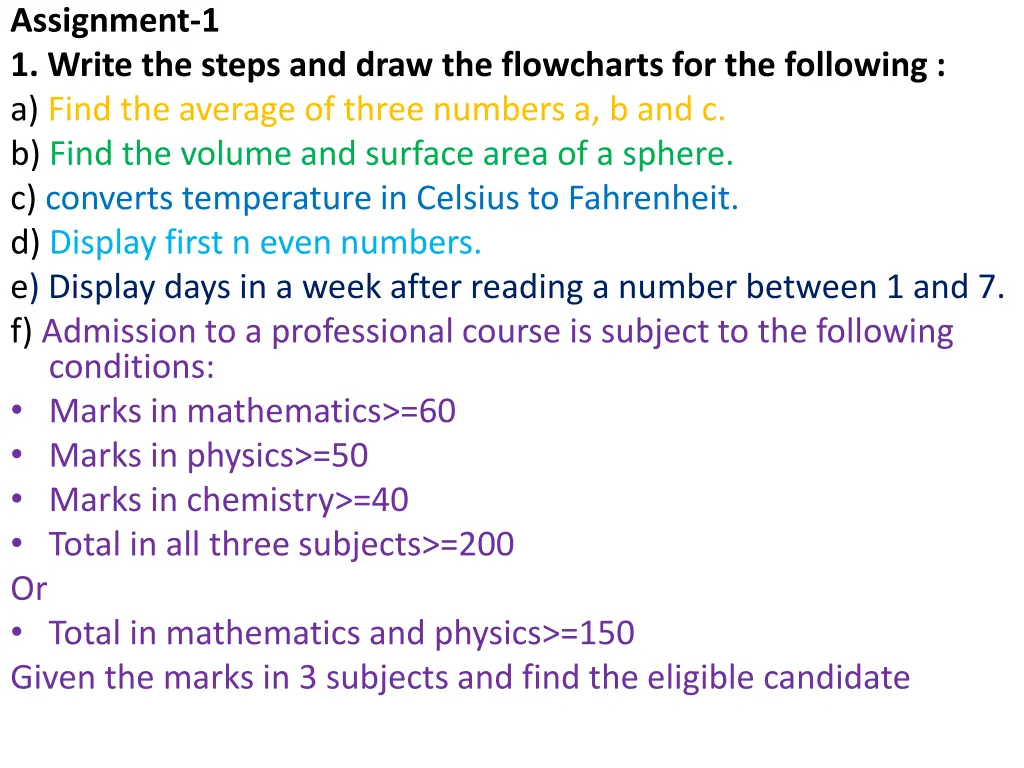 assignment 1 1 write the steps and draw