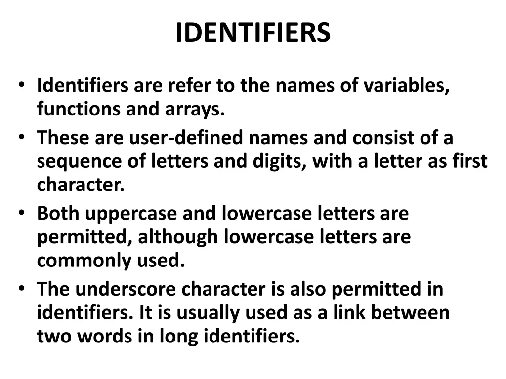 identifiers