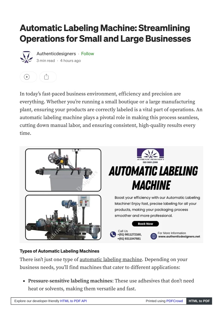 automatic labeling machine streamlining