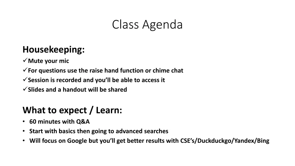 class agenda