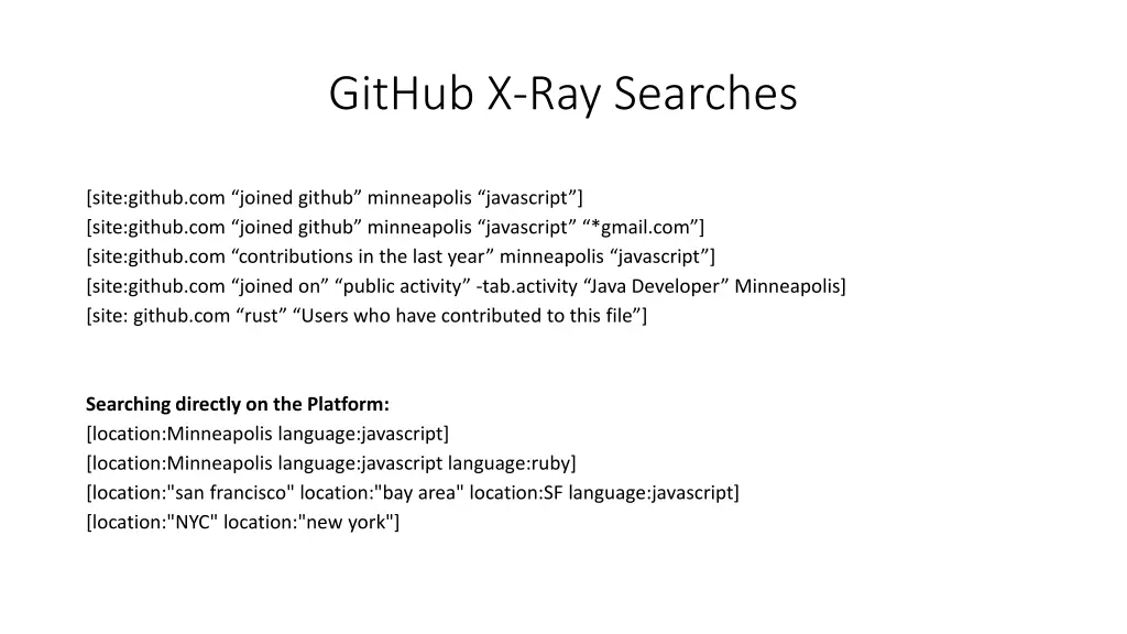 github x ray searches