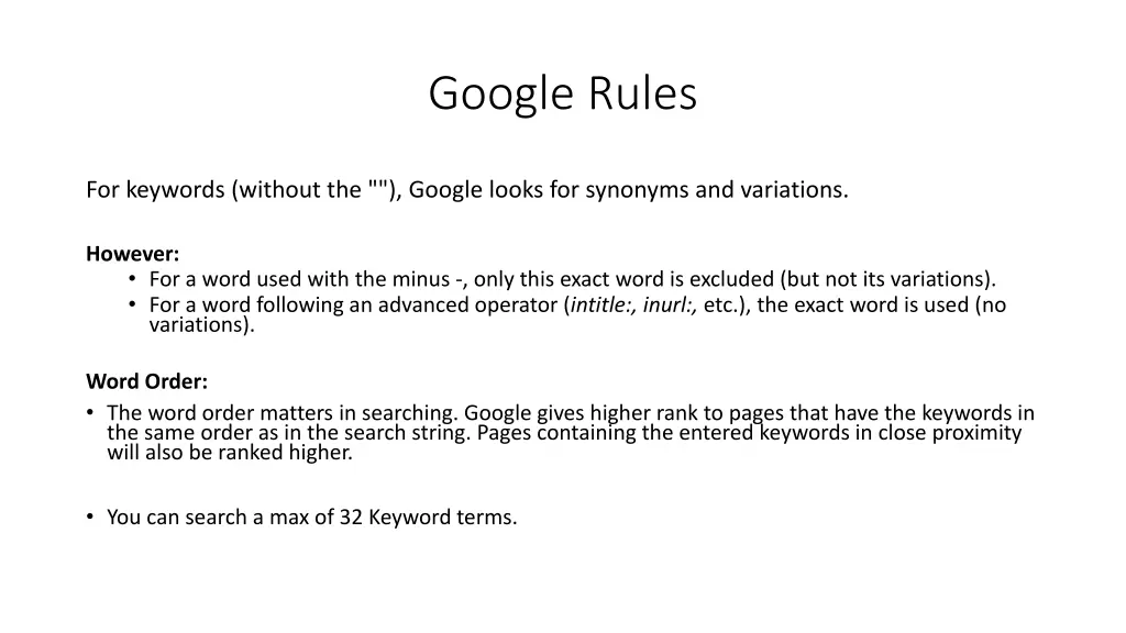 google rules