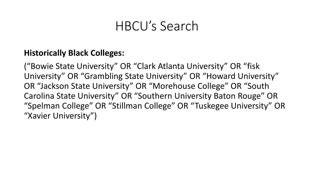 hbcu s search