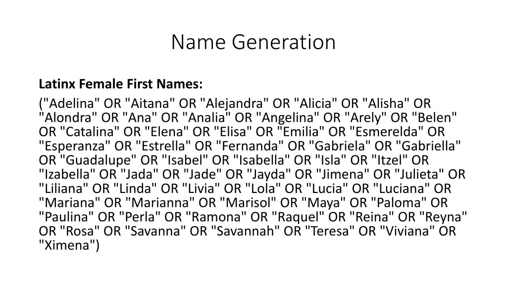 name generation