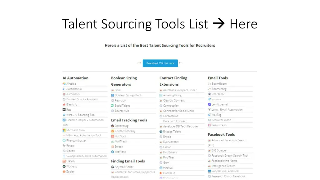 talent sourcing tools list here