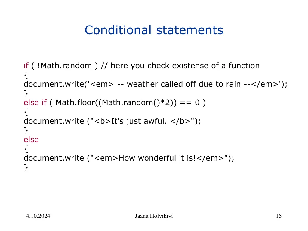 conditional statements