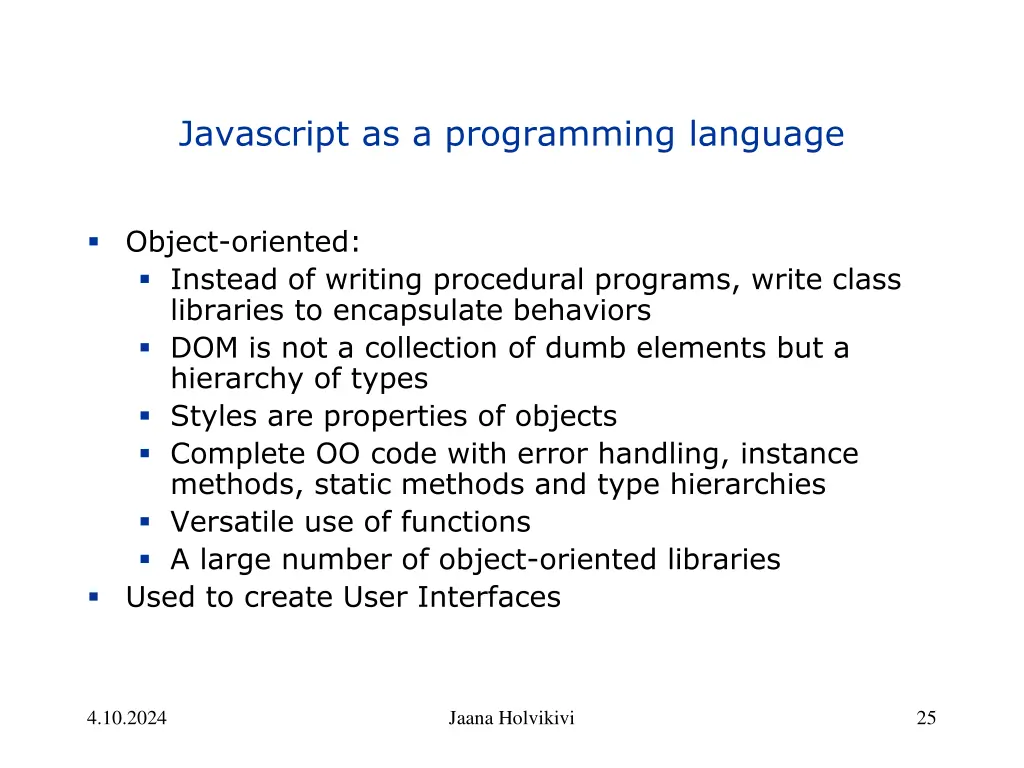 javascript as a programming language