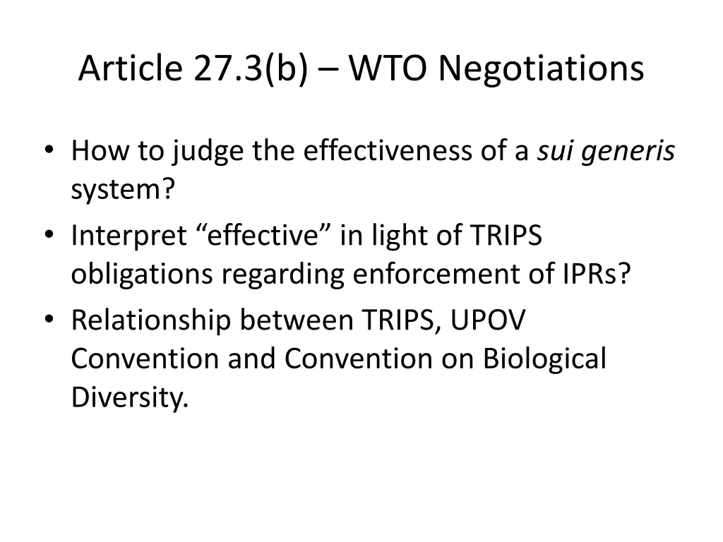 article 27 3 b wto negotiations