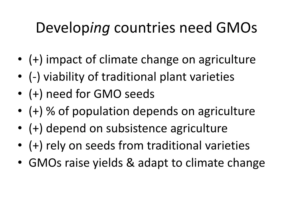 develop ing countries need gmos