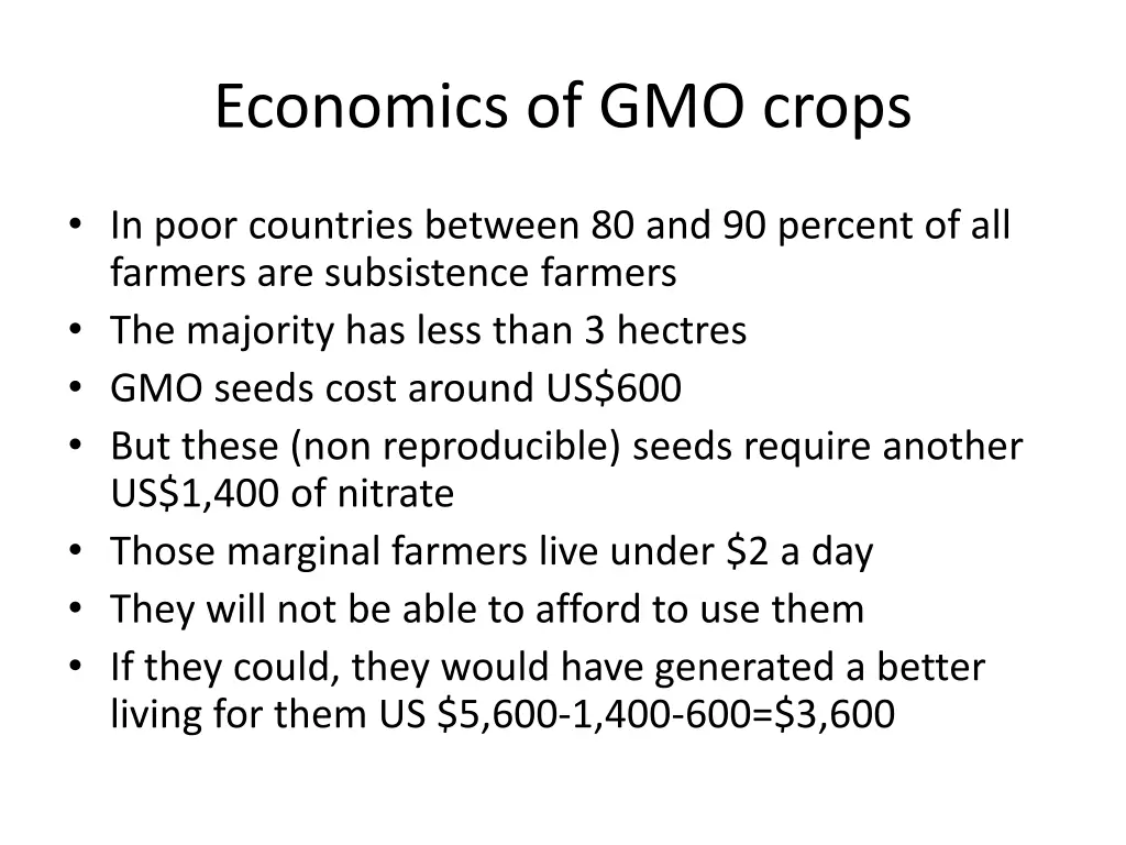 economics of gmo crops