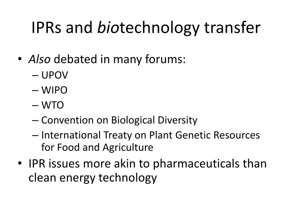 iprs and bio technology transfer