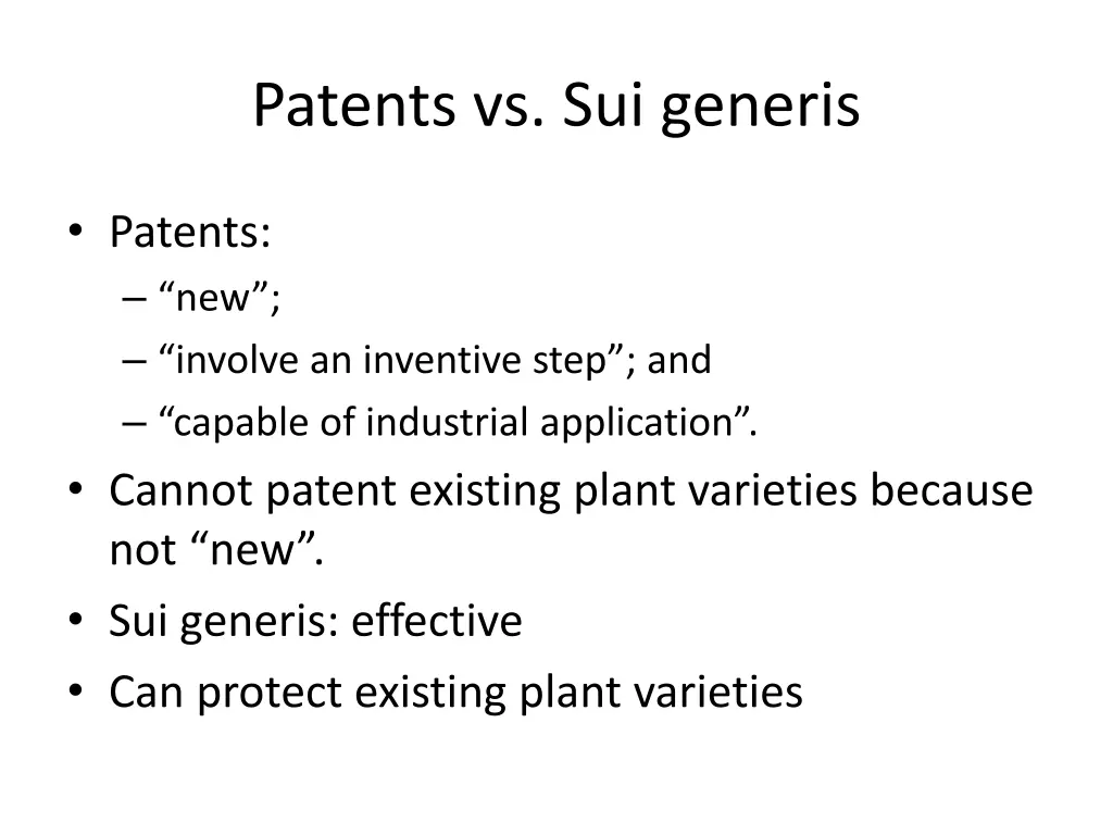 patents vs sui generis