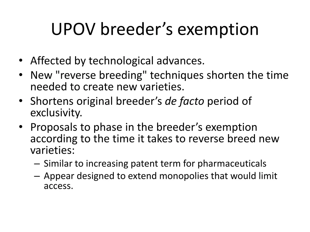 upov breeder s exemption