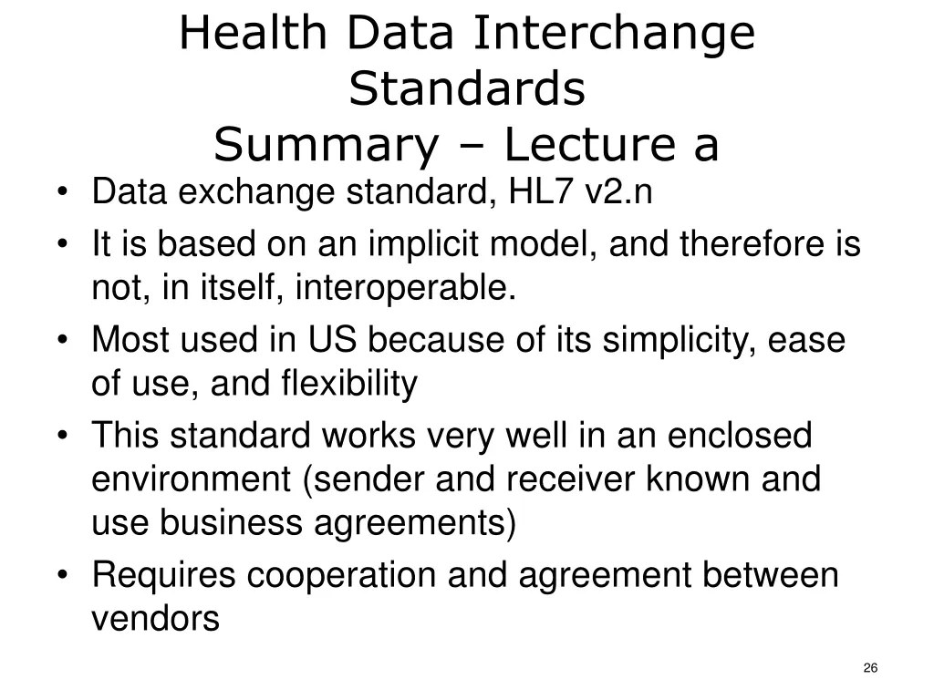 health data interchange standards summary lecture