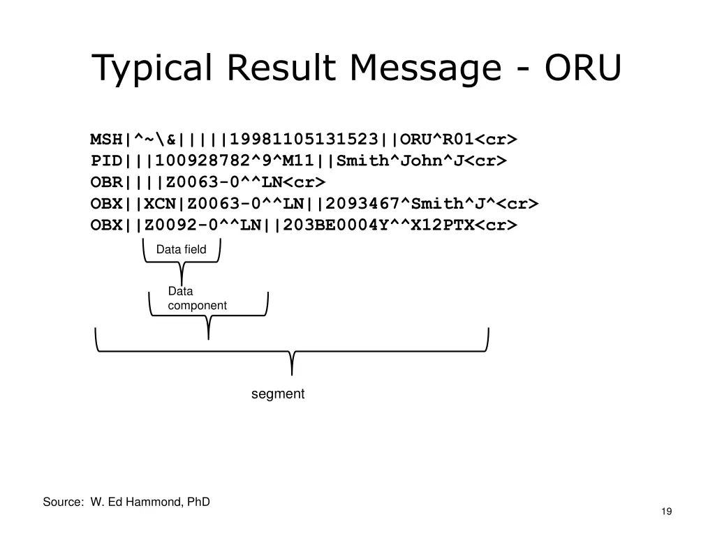 typical result message oru