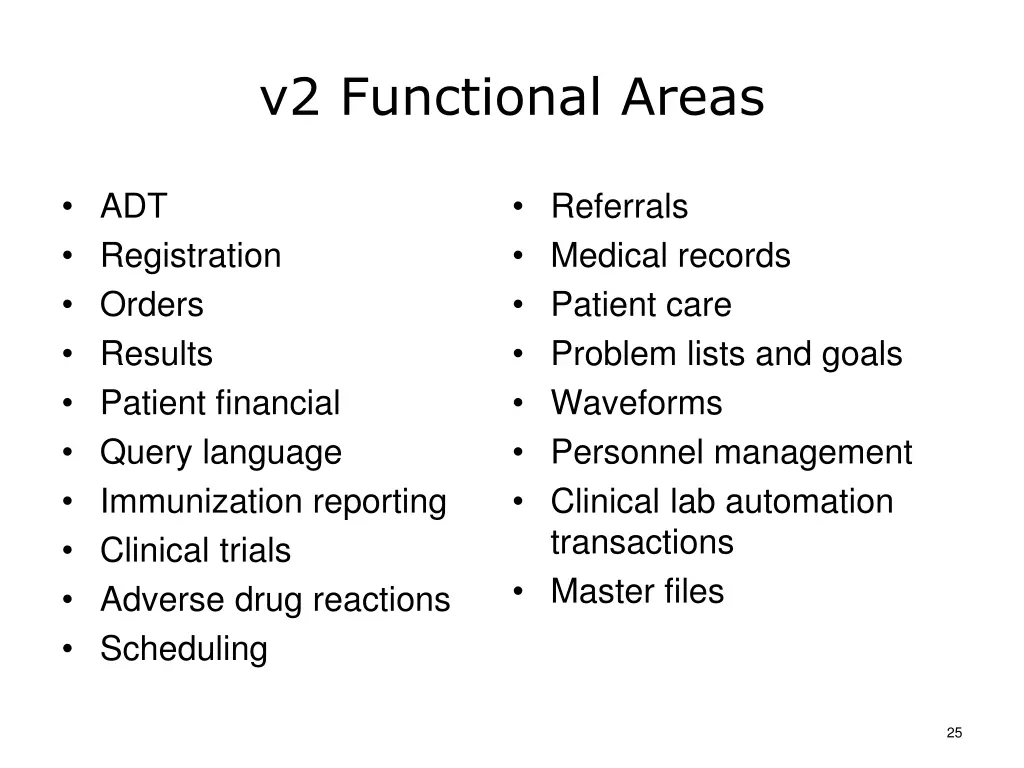 v2 functional areas