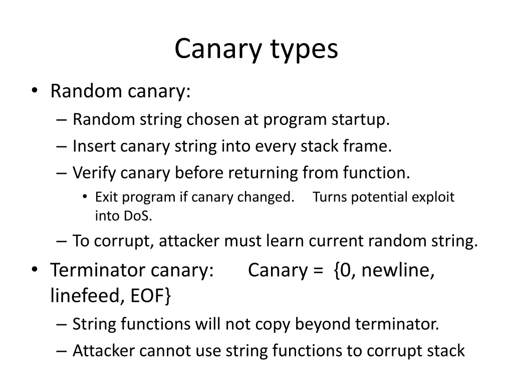 canary types