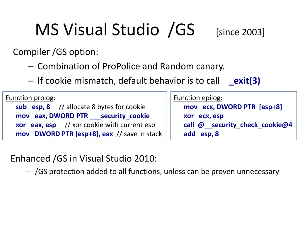 ms visual studio gs since 2003