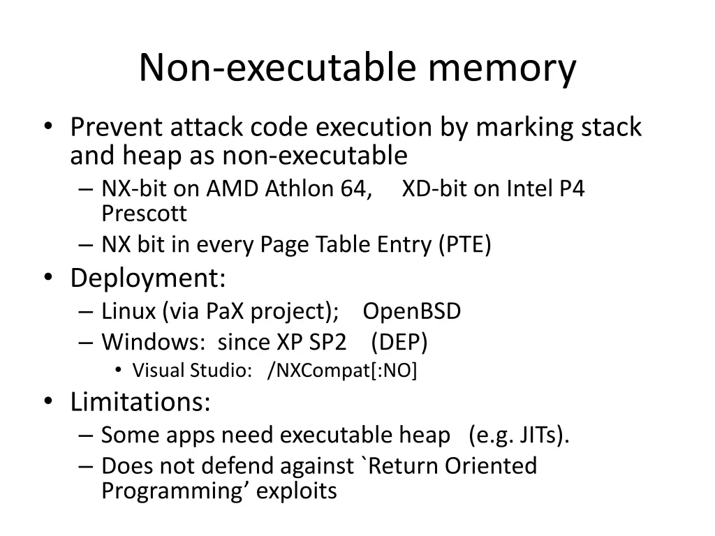 non executable memory