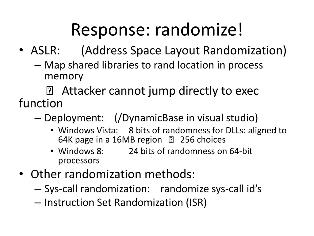 response randomize aslr address space layout