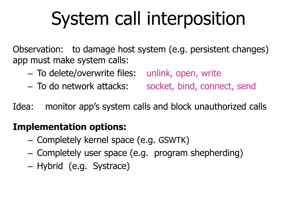 system call interposition