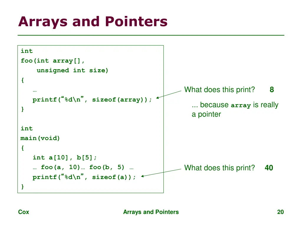 arrays and pointers 1