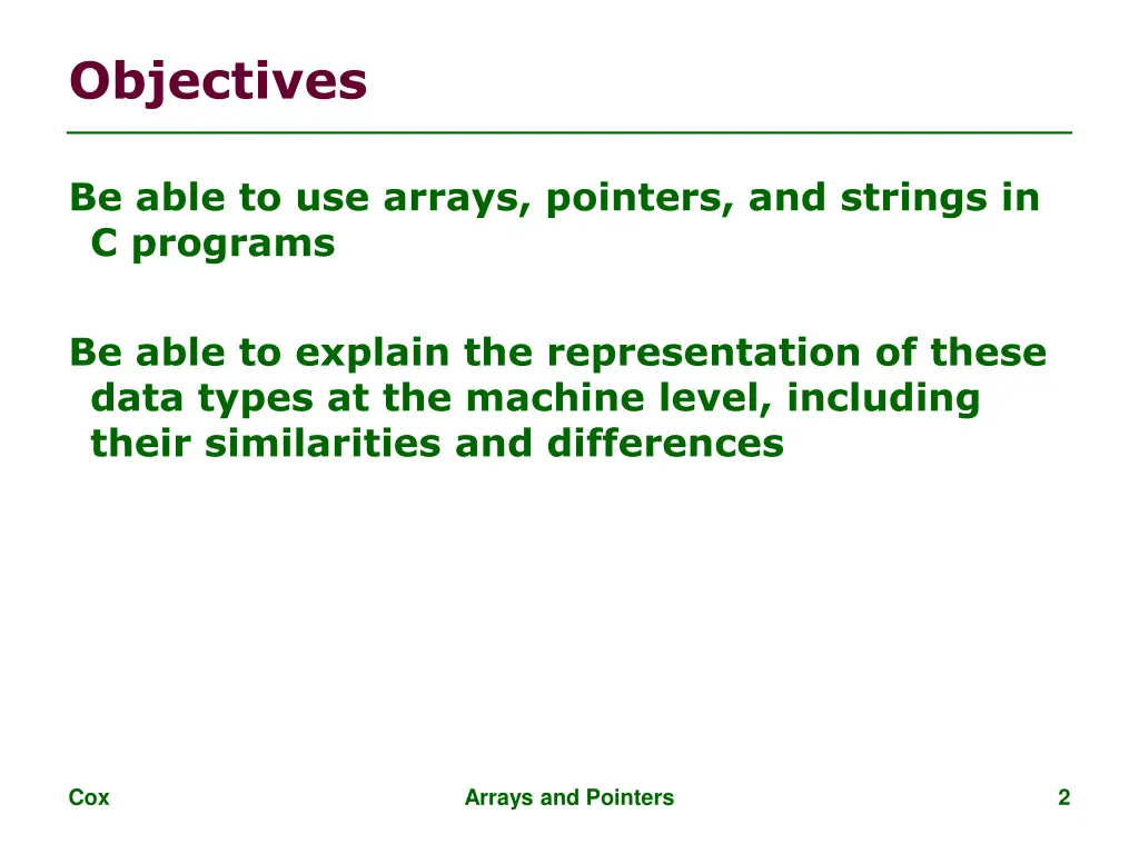 objectives