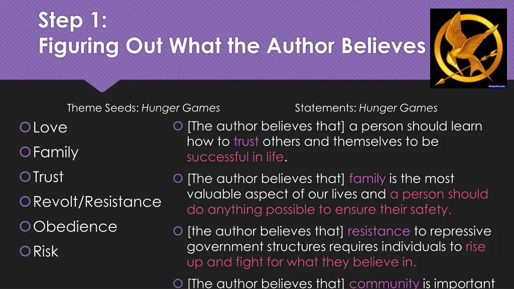 step 1 figuring out what the author believes