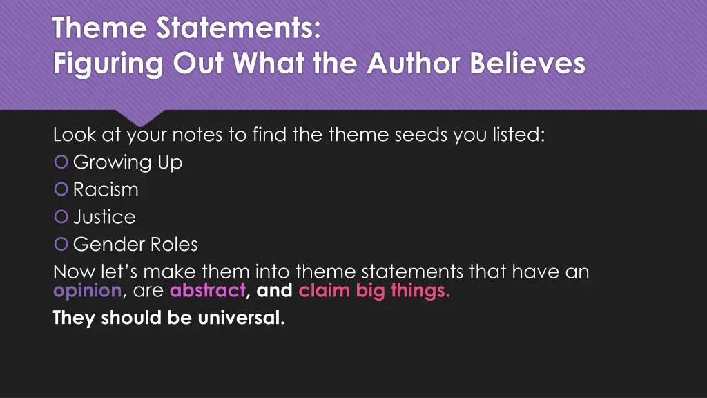 theme statements figuring out what the author