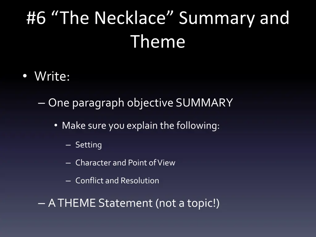 6 the necklace summary and theme 1