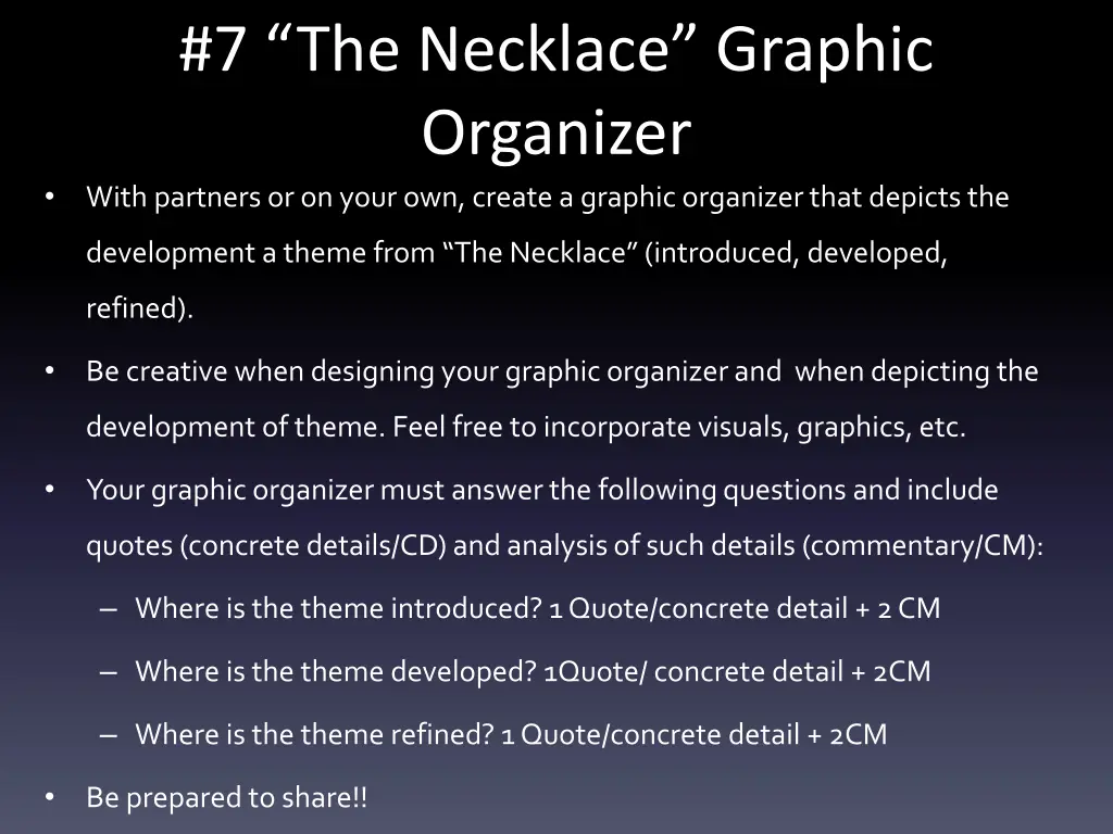 7 the necklace graphic organizer with partners