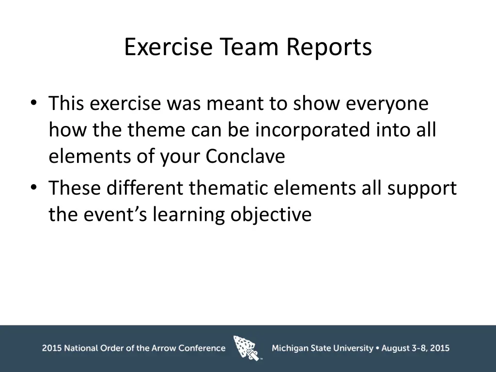 exercise team reports