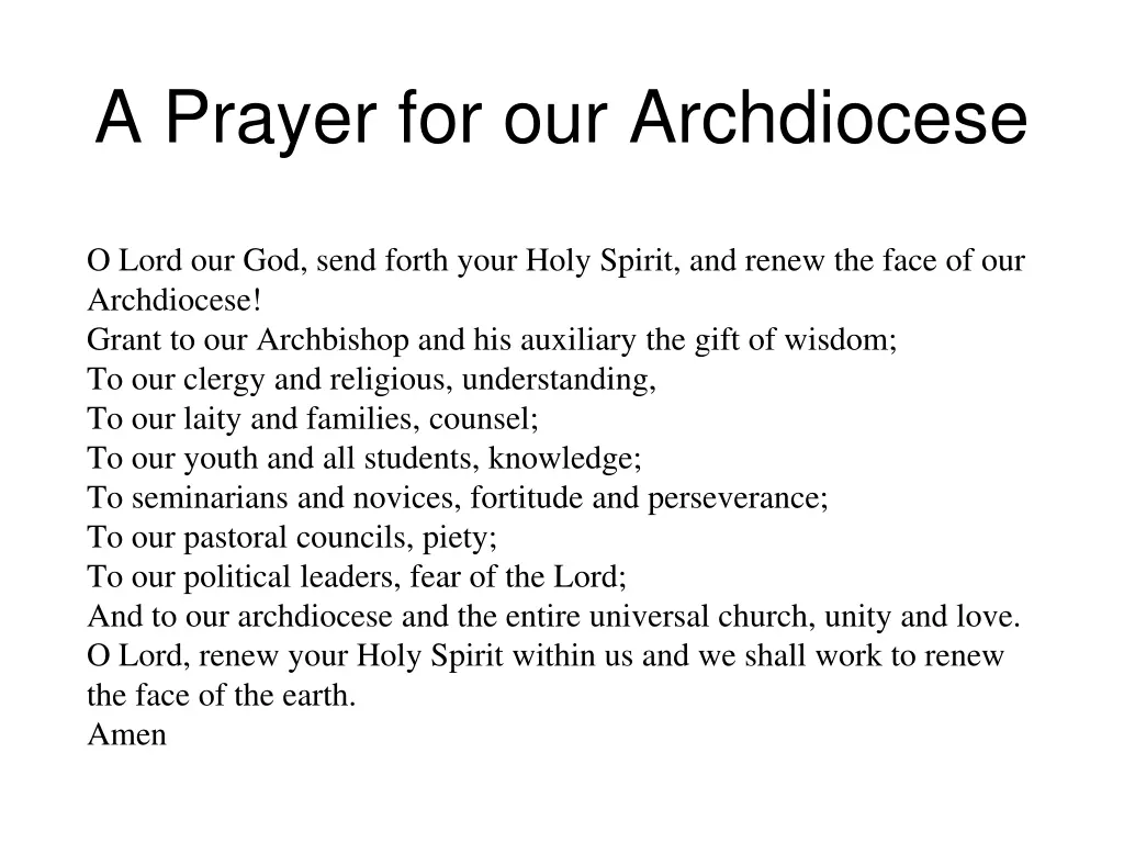 a prayer for our archdiocese